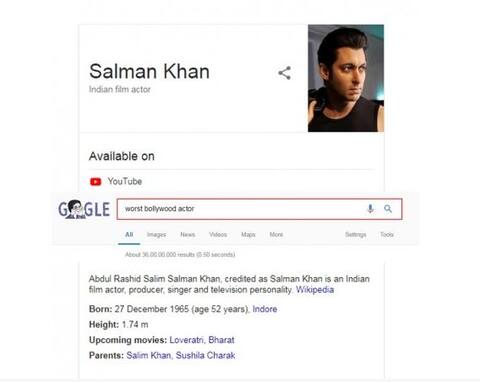 सर्वात वाईट अभिनेता कोण ; गुगल म्हणतं सलमान खान