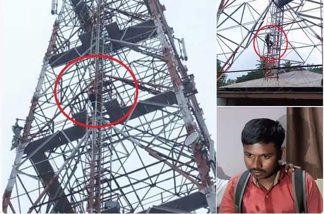 Sangli : Sholay style agitation of youth for job in Army आर्मीत नोकरीसाठी सांगलीतील तरुणाचं टॉवरवर शोले स्टाईल आंदोलन