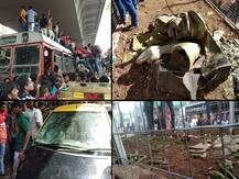 बाप्पाच्या आगमनाचवेळी उत्साही तरुणांचा उच्छाद, बसवर चढून डान्स