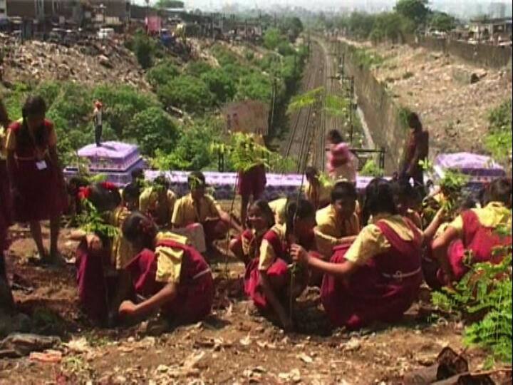 जवळपास 300 विद्यार्थ्यांच्या मदतीने 400 झाडं पारसिक बोगद्यावर लावण्यात आली आहे. 