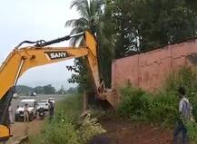 नारायण राणेंच्या फार्म हाऊसच्या कंपाऊंडची भिंत तोडली