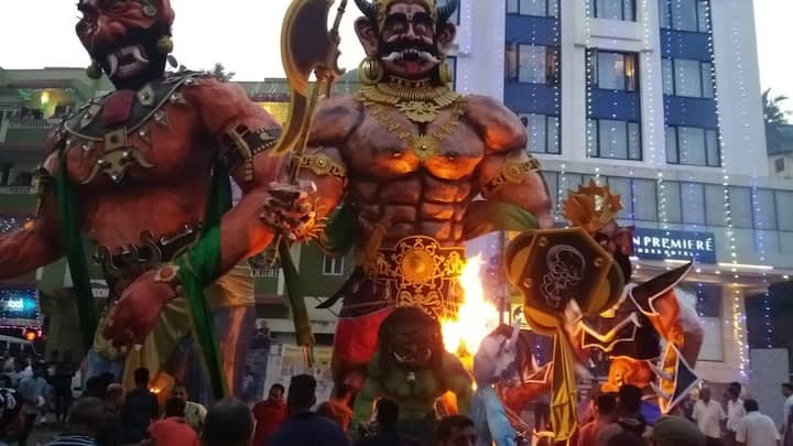  एक फूटापासून 80 फूटांपर्यंत मोठे नरकासूर काल पहायला मिळाले. 