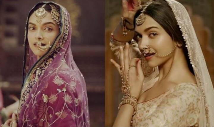  'बाजीराव मस्तानी' चित्रपटात दीपिकाने एका दृश्यात लहंगा परिधान केला तर दुसऱ्या फोटोत शरारा परिधान केलाय. 