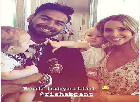 Cricketer Rishabh Pant Turns ‘Babysitter’ for Tim Paine Family टीम पेनच्या मुलांसाठी रिषभ पंत झाला 'बेबीसीटर'!