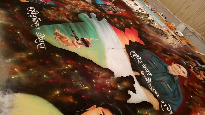 या रांगोळीद्वारो शहीद मेजर कौस्तुभ राणे यांनाही मानवंदना देण्यात आली