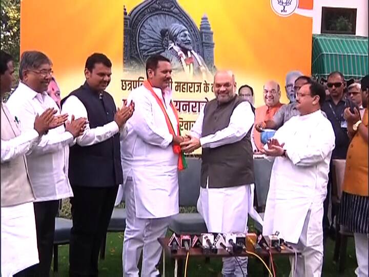 in presence of Amit Shah udayanraje Bhosale Joins BJP At new delhi अमित शाहांच्या उपस्थितीत उदयनराजे भोसलेंचा भाजपप्रवेश
