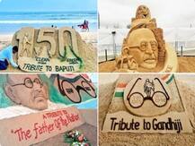 Gandhi Jayanti | वाळूशिल्पकार सुदर्शन पटनाईक यांची बापूंना अनोखी मानवंदना