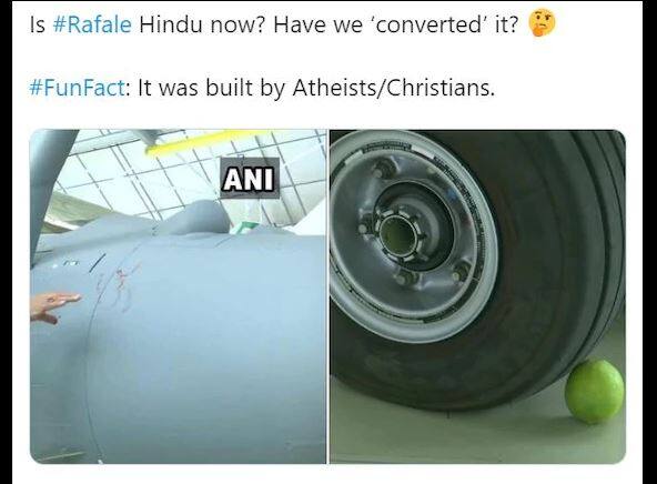एकाने विचारलं राफेल विमान आता हिंदू झालं का?