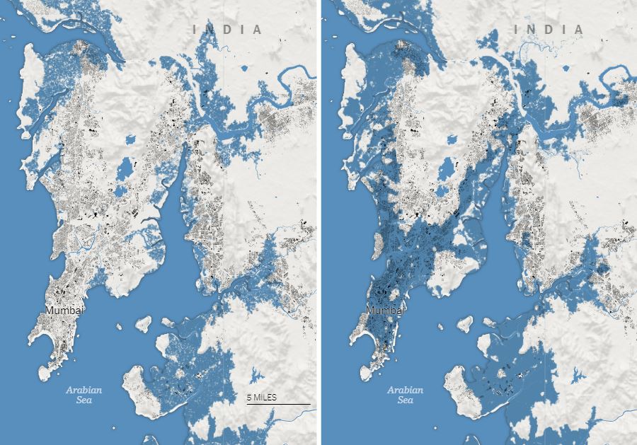 समुद्राची पातळी वाढत असल्याने 2050 पर्यंत मुंबई पाण्याखाली जाण्याची भीती