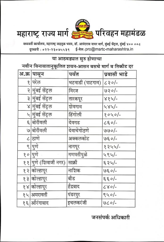 एसटीची पहिली स्लीपर बस 'रातराणी' प्रवाशांच्या सेवेत दाखल