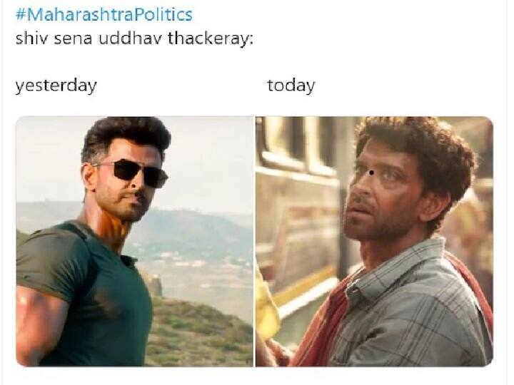 अभिनेता हृतिक रोशन याच्या लूक्सची तुलना उद्धव ठाकरेंसोबत करून एक मीम व्हायरल होत आहे. 