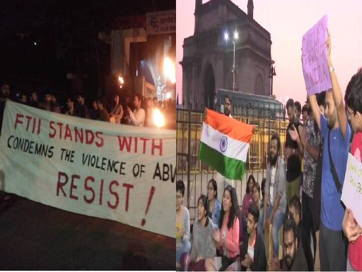 Students protest outside Gateway of India against violence in Jawaharlal Nehru University जेएनयू विद्यार्थ्यांवरील हल्ल्याचे देशभर पडसाद; मुंबई, पुण्यात विद्यार्थ्यांची निदर्शने