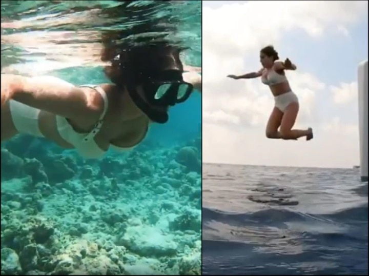 Sara ali khan dives into the deep blue sea in maldive मालदीवला जाऊन 'जलपरी' बनली सारा अली खान; व्हिडीओ केला इन्स्टाग्रामवर पोस्ट