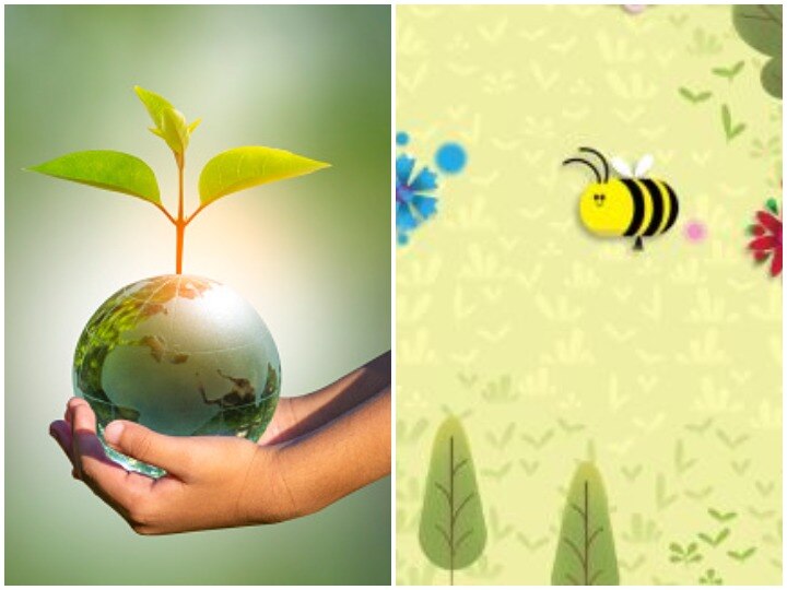 World Earth Day 2020 google celebrates 50th anniversary of earth day with the bee World Earth Day | 'वर्ल्ड अर्थ डे'ला 50 वर्ष पूर्ण! गुगलने मधमाशांना समर्पित केलं खास डुडल