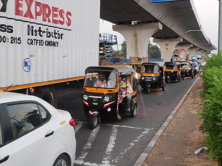 Blurry light traffic jam at night. Big Traffic Jam In Nashik City, Illegal Traffic From ...