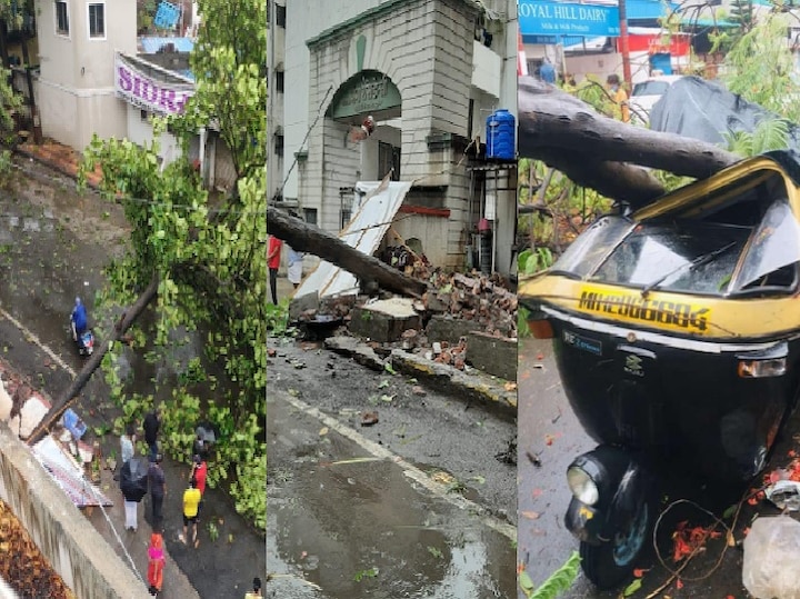 Nisarga cyclone Effect in Mumbai, pune, raigad, ratnagiri Nisarga | 'निसर्गा'चा तडाखा, अनेक ठिकाणी उन्मळले वृक्ष, घरांची पडझड, पुण्यात दोघांचा मृत्यू