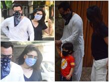 Spotted | तैमूरसोबत मास्क घालून आउटिंग करताना दिसले सैफ-करिना!