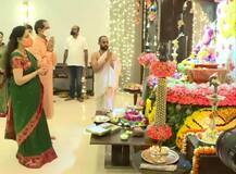 वर्षा निवासस्थानी विराजमान झालेल्या गणपती बाप्पाचं विसर्जन