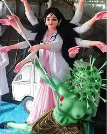 Navaratri 2020 : डॉक्टरांच्या रूपातील दुर्गेकडून कोरोनासुराचा वध!