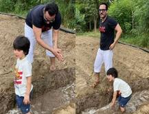 PHOTO : वडील सैफसोबत शेतात मस्ती करतोय तैमूर, फोटो व्हायरल