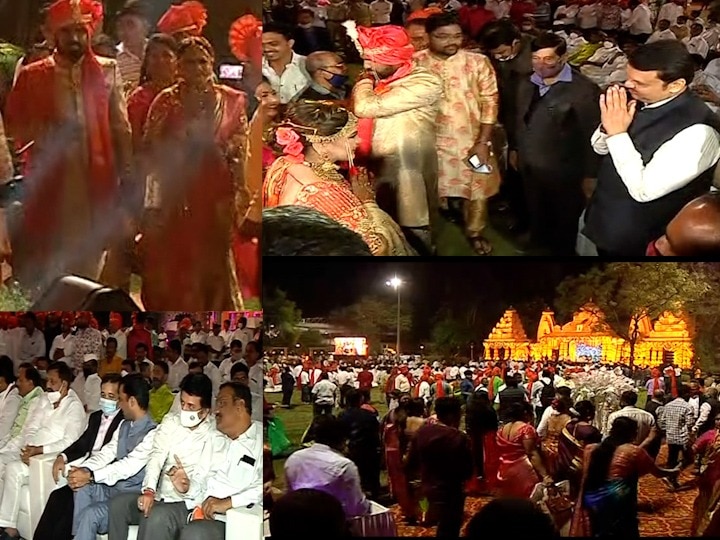 COVID safety protocols not followed in BJP MLA Ram Satputes wedding at Pune भाजप आमदार राम सातपुतेंच्या लग्नात कोरोनाविषयक नियमांचा 'बॅण्ड'