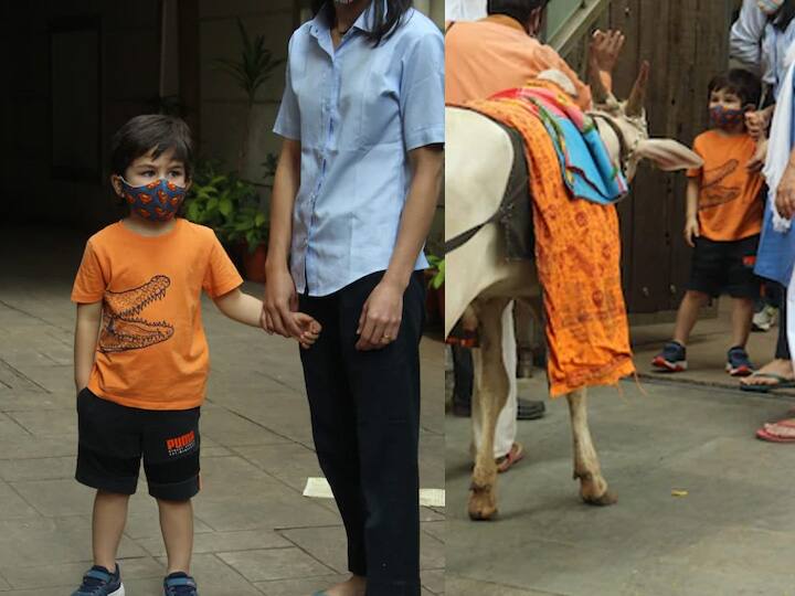 यावेळी त्यानं भगव्या रंगाचा टी शर्ट घातला होता. चेहऱ्यावर मास्क देखील लावलेला दिसत आहे. 