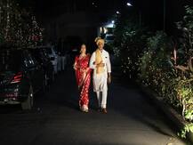 FIRST PICS | विवाहसोहळ्यानंतर पहिल्यांदाच पतीसोबत माध्यमांसमोर आली दिया मिर्झा