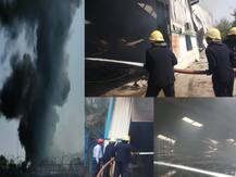 IN PICS | पुण्यातील सणसवाडी औद्योगिक क्षेत्रातील कंपनीला भीषण आग