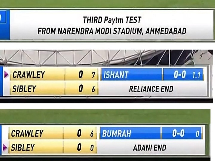 Narendra Modi stadium Adani end and Reliance end Ahmedabad