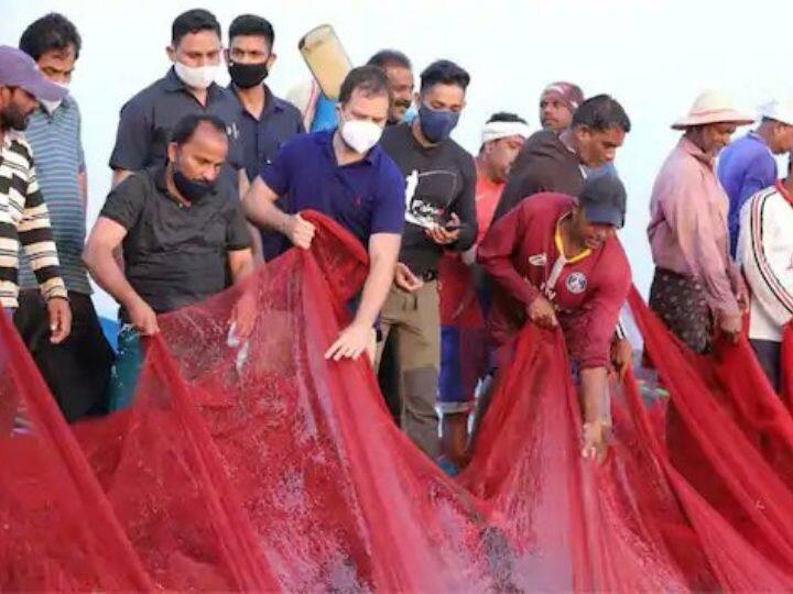 मासेमाऱ्यांचं आयुष्य नेमकं कसं आहे हे पाहण्यासाठी त्यांनी स्वत: मासेमारी केली, राहुल गांधी यासाठी स्वत: थेट पाण्यात उतरले.