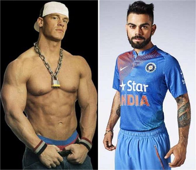 WWE 'ਚ ਆਪਣੇ ਕਮਾਲ ਨਾਲ ਲੱਖਾਂ ਦਿਲ ਜਿੱਤਣ ਵਾਲੇ ਜੌਨ ਸੀਨਾ ਵੀ ਹੁਣ ਵਿਰਾਟ ਕੋਹਲੀ ਦੇ ਫੈਨ ਹੋ ਗਏ ਹਨ। ਜੌਨ ਸੀਨਾ ਨੇ ਆਪਣੇ ਇੰਸਟਾਗ੍ਰਾਮ ਅਕਾਊਂਟ 'ਤੇ ਵਿਰਾਟ ਦੀ ਤਸਵੀਰ ਸਾਂਝੀ ਕੀਤੀ ਅਤੇ ਸਭ ਨੂੰ ਹੈਰਾਨ ਕਰ ਦਿੱਤਾ। ਜੌਨ ਸੀਨਾ ਅਤੇ ਵਿਰਾਟ ਕੋਹਲੀ ਦਾ ਆਪਸ 'ਚ ਕੋਈ ਡਾਇਰੈਕਟ ਕਨੈਕਸ਼ਨ ਨਹੀਂ ਹੈ। 