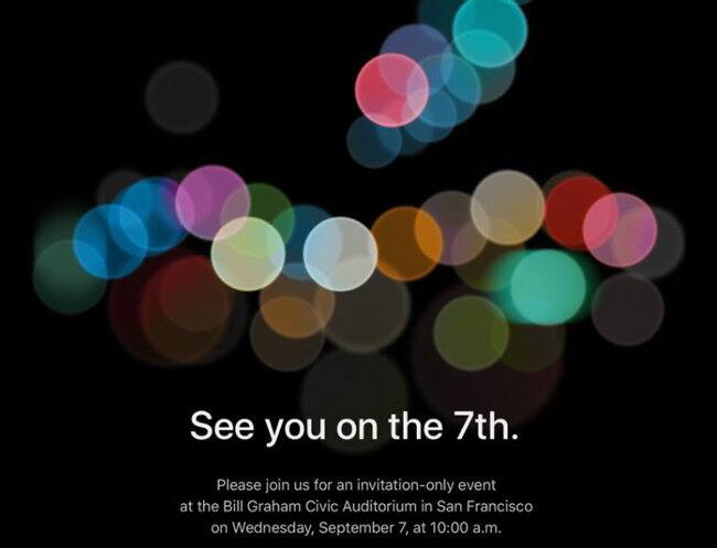 ਕੰਪਨੀ ਨੇ ਇਸ ਸਬੰਧੀ ਪ੍ਰੈੱਸ ਰਿਲੀਜ਼ ਵੀ ਜਾਰੀ ਕੀਤਾ ਹੈ ਜਿਸ ਵਿੱਚ ਲਿਖਿਆ ਹੈ “See you on the 7th”। iPhone 7 ਬਿਨਾ ਆਡੀਓ ਜੈੱਕ ਦੇ 3 ਮਾਡਲਾਂ ਵਿੱਚ ਲਾਂਚ ਹੋ ਸਕਦਾ ਹੈ।