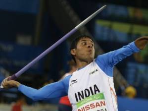 India's Devendra Jhajharia competes in the men's javelin throw F46 final of the Paralympic Games in Rio de Janeiro, Brazil, Tuesday, Sept. 13, 2016. Jhajharia won gold and set a new world record. (AP Photo/Leo Correa)