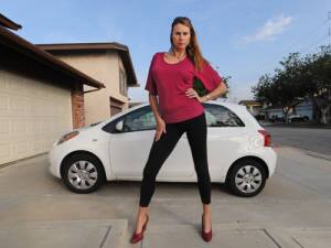 Amazon Eve, a Redondo Beach resident stands at 6'8'' without heels; making her the world's tallest model. She has appeared in numerous magazines, mostly in Australia where she is hugely popular. February 02, 2010. Photo by Steve McCrank