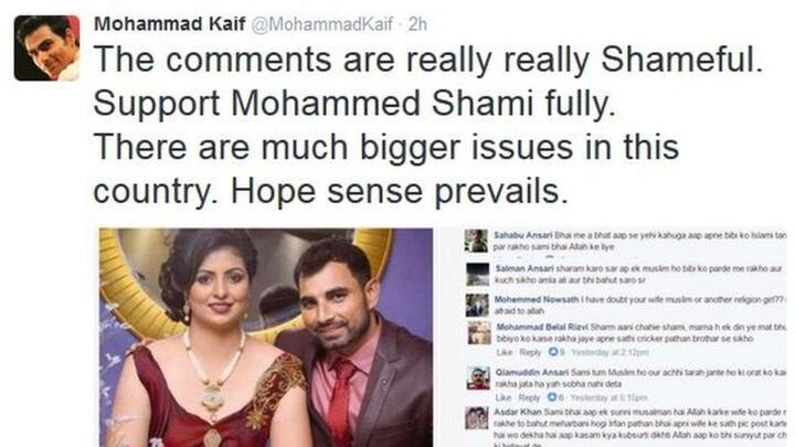ਮੋਹੰਮਦ ਕੈਫ ਦਾ ਟਵੀਟ Mohammad Kaif @MohammadKaif 15h15 hours ago The comments are really really Shameful. Support Mohammed Shami fully. There are much bigger issues in this country. Hope sense prevails.