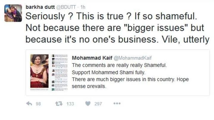 ਬਰਖਾ ਦੱਤ ਦਾ ਟਵੀਟ barkha dutt @BDUTT 14h barkha dutt Retweeted Mohammad Kaif Seriously ? This is true ? If so shameful. Not because there are