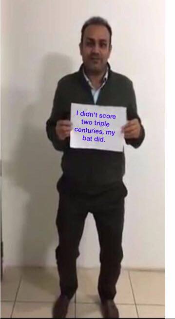 Virender SehwagVerified account‏@virendersehwag 19h19 hours ago Bat me hai Dum ! #BharatJaisiJagahNahi 