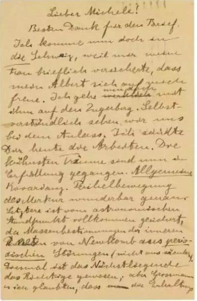 ਵਿਗਿਆਨਕ ਦਾ ਇਹ ਪੋਸਟ-ਕਾਰਡ ਉਨ੍ਹਾਂ ਪੱਤਰਾਂ ਦੇ ਭੰਡਾਰ ਦਾ ਹਿੱਸਾ ਸੀ ਜੋ ਆਇਨਸਟਾਈਨ ਨੇ ਆਪਣੇ ਕਾਲਜ ਦੇ ਦਿਨਾਂ ਦੇ ਮਿੱਤਰ ਬੇਸੋ ਨੂੰ ਲਿਖੇ ਸਨ।