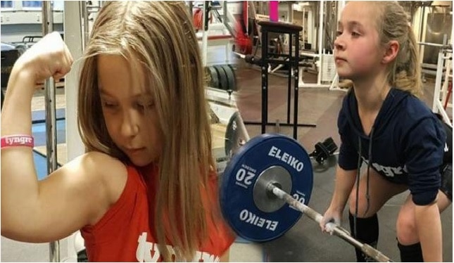 10 years girl lift 65kg weight 10 ਸਾਲਾ ਕੁੜੀ ਜਿੰਮ 'ਚ ਚੁੱਕਦੀ 65 ਕਿੱਲੋ ਭਾਰ