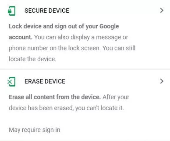 ਜਦ ਤੁਹਾਨੂੰ ਤੁਹਾਡੇ ਫ਼ੋਨ ਦੀ ਲੋਕੇਸ਼ਨ ਪਤਾ ਲੱਗ ਜਾਵੇ ਤਾਂ ਤੁਸੀਂ ਆਪਣੇ ਪਾਸਵਰਡ ਰਾਹੀਂ ਇਸ ਨੂੰ ਲੌਕ ਵੀ ਕਰ ਸਕਦੇ ਹੋ। ਇਸ ਲਈ ਖੱਬੇ ਪਾਸੇ ਮੌਜੂਦ ਵਿਕਲਬ ਵਿੱਚ ਸਕਿਓਰ ਡਿਵਾਈਸ 'ਤੇ ਕਲਿੱਕ ਕਰਨਾ ਹੋਵੇਗਾ ਤੇ ਪਾਸਵਰਡ ਭਰਨ ਤੋਂ ਬਾਅਦ ਫ਼ੋਨ ਲੌਕ ਹੋ ਜਾਵੇਗਾ।