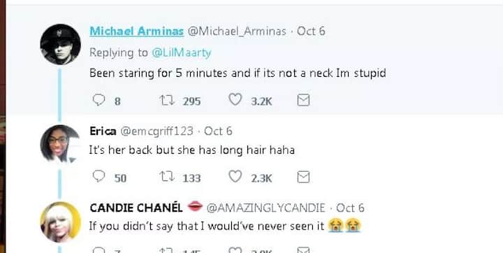 ਕਈ ਲੋਕਾਂ ਨੇ ਤਸਵੀਰ ’ਤੇ ਕੁਮੈਂਟ ਕੀਤਾ ਕਿ ਇਹ ਗਰਦਨ ਹੈ ਪਰ ਕੁਝ ਦੇਰ ਬਾਅਦ ਸਭ ਨੂੰ ਪਤਾ ਲੱਗਾ ਕਿ ਉਹ ਅਸਲ ਵਿੱਚ ਇਹ ਬੈਕਲੈੱਸ ਫੋਟੋ ਹੈ।