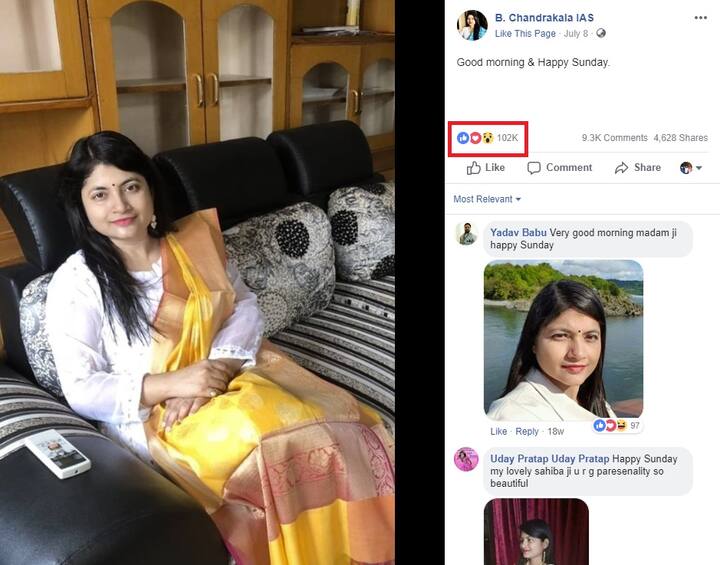 ਇਹ ਉਦੋਂ ਹੋਰ ਵੀ ਹੈਰਾਨੀਜਨਕ ਬਣ ਜਾਂਦਾ ਹੈ, ਜਦ ਚੰਦਰਕਲਾ ਦੇ ਫੇਸਬੁੱਕ 'ਤੇ ਹੋਰ ਸੈਲਿਬ੍ਰਿਟੀਜ਼ ਦੇ ਕਰੋੜਾਂ ਲਾਈਕਸ ਦੇ ਮੁਕਾਬਲੇ 85 ਲੱਖ ਲਾਈਕਸ ਹੋਣ ਪਰ ਫਿਰ ਵੀ ਬੀ. ਚੰਦਰਕਲਾ ਵੱਲੋਂ ਪਾਈ ਹੋਈ ਕਿਸੇ ਵੀ ਆਮ ਜਿਹੀ ਪੋਸਟ 'ਤੇ ਕੁਝ ਹੀ ਘੰਟਿਆਂ ਵਿੱਚ ਲੱਖਾਂ ਲਾਈਕ ਹੋ ਜਾਂਦੇ ਹਨ।