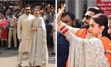 ਵਿਆਹ ਤੋਂ ਬਾਅਦ ਮੰਦਰ ਪੁੱਜੇ ‘ਦੀਪਵੀਰ’ ਨੂੰ ਵੇਖਣ ਲਈ ਲੱਗੀ ਭੀੜ