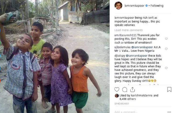 ਰਾਮ ਕਪੂਰ ਦਾ ਕਹਿਣਾ ਹੈ ਕਿ ਅਮੀਰ ਹੋਣ ਤੋਂ ਜ਼ਿਆਦਾ ਜ਼ਰੂਰੀ ਖੁਸ਼ ਹੋਣਾ ਹੈ। ਇਹ ਤਸਵੀਰ ਅਜਿਹਾ ਹੀ ਕੁਝ ਬਿਆਨ ਕਰ ਰਹੀ ਹੈ।