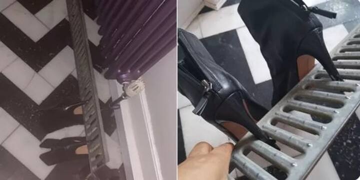 ਟੀਆ ਨੇ ਟਵਿੱਟਰ 'ਤੇ ਜਾਲੀ ਵਿੱਚ ਫਸੀ ਸੈਂਡਲ ਦੀ ਤਸਵੀਰਾਂ ਸਾਂਝੀਆਂ ਕੀਤੀਆਂ ਤੇ ਸ਼ਰਮਿੰਦਗੀ ਵੀ ਜ਼ਾਹਰ ਕੀਤੀ।