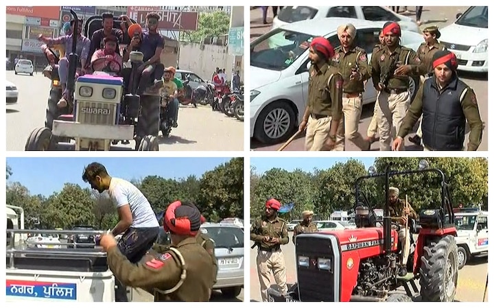 mohali holi celebrations police in action ਪੁਲਿਸ ਨੂੰ ਵੇਖ ਹੋਲੀ ਮਨਾਉਣ ਆਏ ਚੋਬਰਾਂ ਦੀ ਨਿੱਕਲੀ ਫੂਕ, ਟਰੈਕਟਰ ਛੱਡ ਹੋਏ ਫਰਾਰ