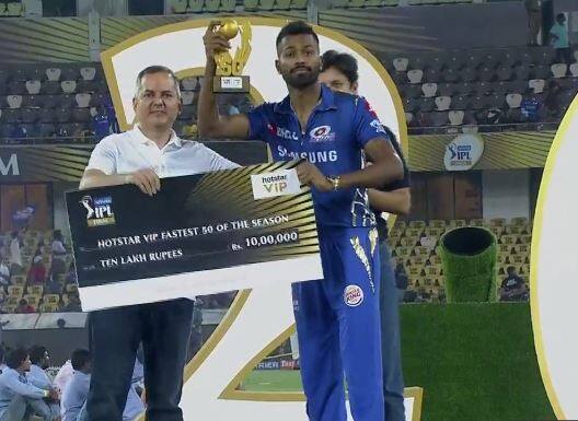 ਆਈਪੀਐਲ 12 ‘ਚ ਸਭ ਤੋਂ ਤੇਜ਼ ਅਰਧ ਸੈਂਕੜਾ ਹਾਰਦਿਕ ਪਾਂਡਿਆ ਦੇ ਨਾਂਅ ਰਿਹਾ। ਉਸ ਨੇ 17 ਬਾਲਾਂ ‘ਚ ਆਪਣਾ ਅਰਧ ਸੈਂਕੜਾ ਪੂਰਾ ਕੀਤਾ ਸੀ।