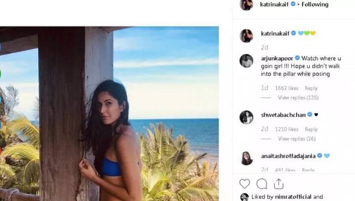 ਇਸ ਤਸਵੀਰ ‘ਤੇ ਐਕਟਰ ਅਰਜੁਨ ਕਪੂਰ ਨੇ ਵੀ ਕੁਮੈਂਟ ਕੀਤਾ ਹੈ। ਕੈਟ ਦੇ ਇੰਸਟਾਗ੍ਰਾਮ ‘ਤੇ 24.7 ਮਿਲੀਅਨ ਫੌਲੋਅਰਸ ਹਨ।