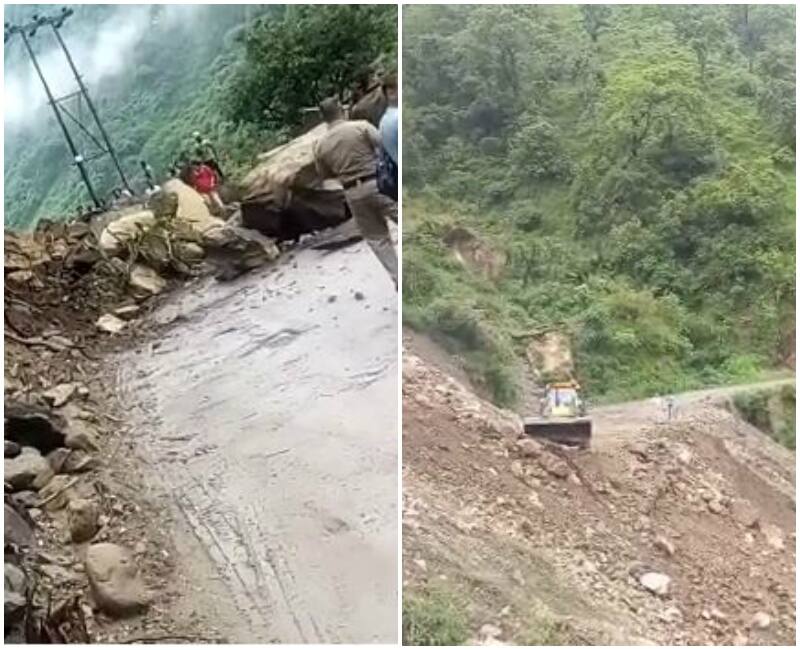 Chandigarh-Manali and paonta Sahib highway blocked after landslide ਸ਼ਿਮਲਾ-ਚੰਡੀਗੜ੍ਹ ਮਾਰਗ ਹੋਇਆ ਠੱਪ, ਮੀਂਹ ਕਾਰਨ ਸੜਕ 'ਤੇ ਖਿਸਕਿਆ ਪਹਾੜ