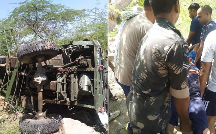  indian army truck met with accident barmer 3 security personnel died ਫੌਜ ਦਾ ਟਰੱਕ ਪਲਟਿਆ, 3 ਜਵਾਨਾਂ ਦੀ ਮੌਤ, 3 ਗੰਭੀਰ